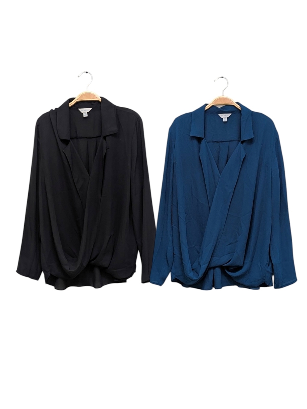 Belle + Sky Draped Surplice Sheer Long Sleeve Blouse XL Bundle